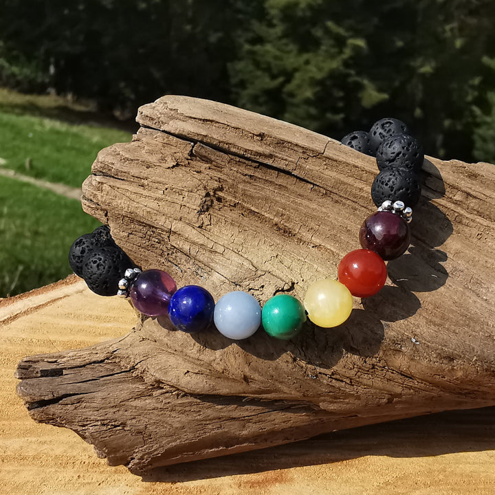 Edelstein Armband LAVA & CHAKRA STONES S925 8mm