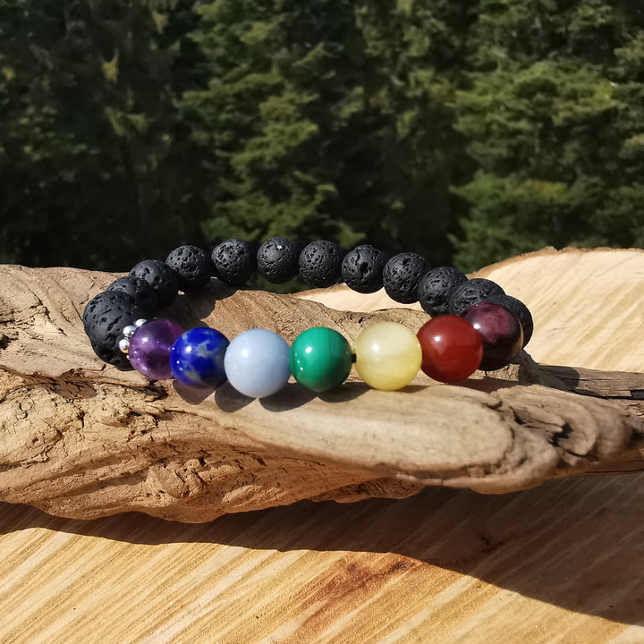 Edelstein Armband LAVA & CHAKRA STONES S925 8mm