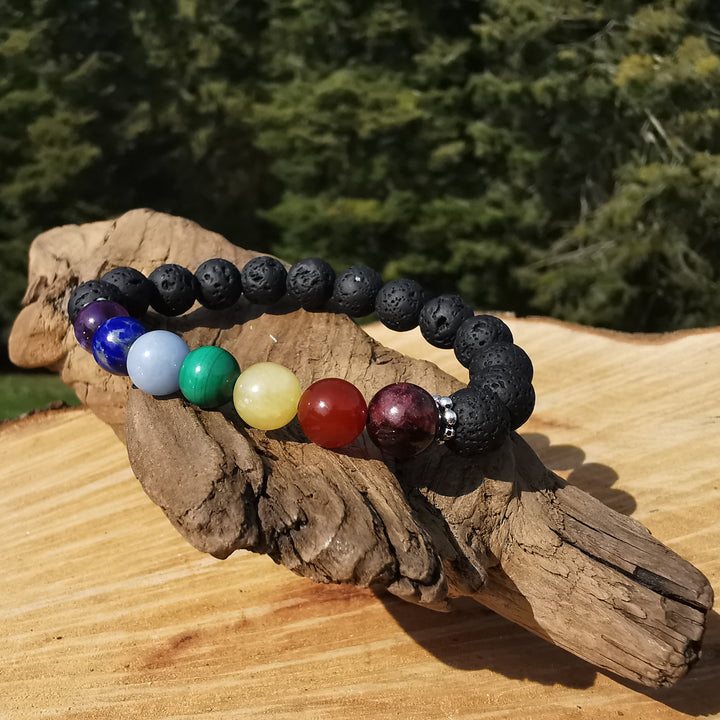 Edelstein Armband LAVA & CHAKRA STONES S925 8mm
