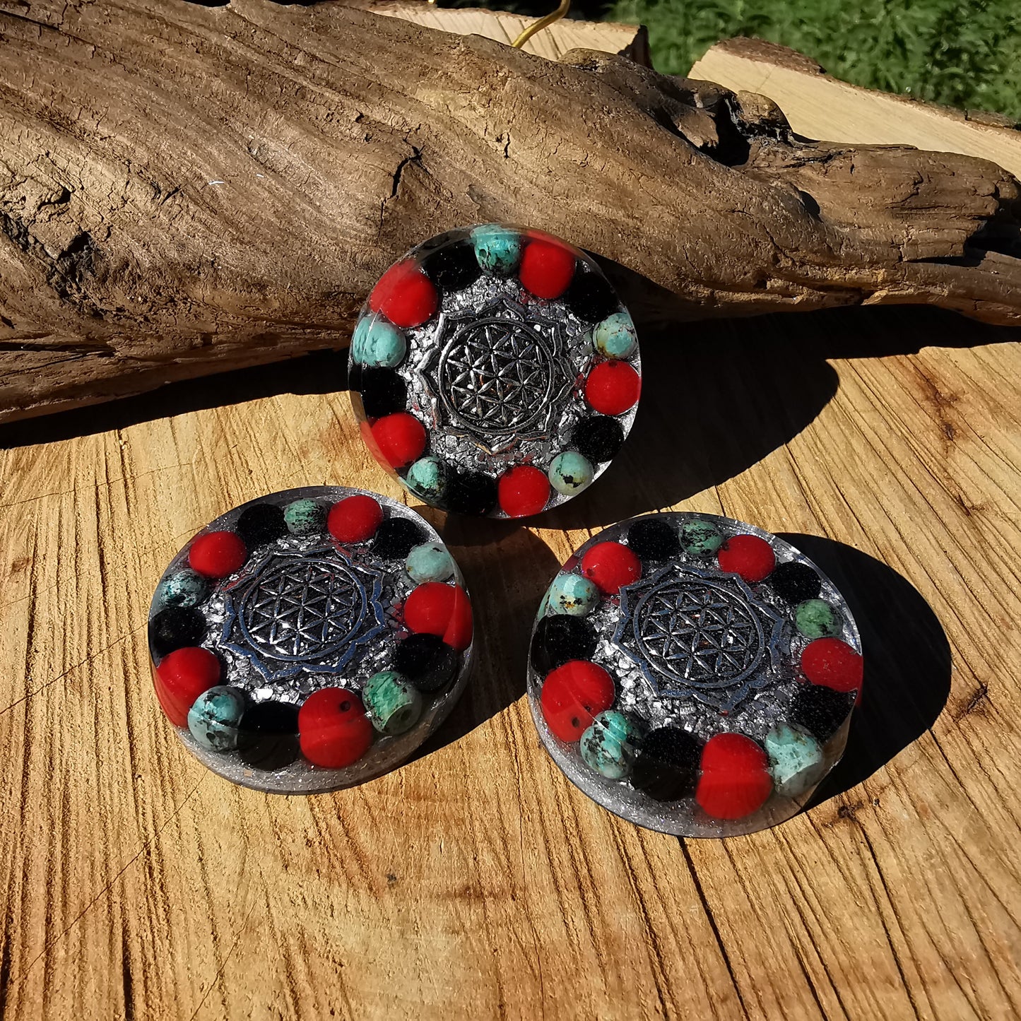 Orgone Mini Schild SCHUTZ "Indian Style" 4cm