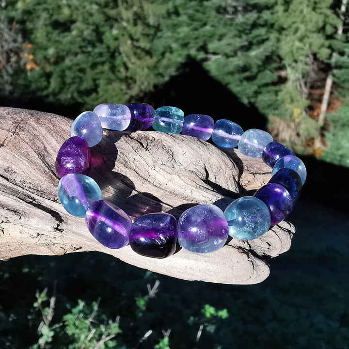 Edelstein Armband FOKUSSIERUNG Regenbogen Fluorit 10mm