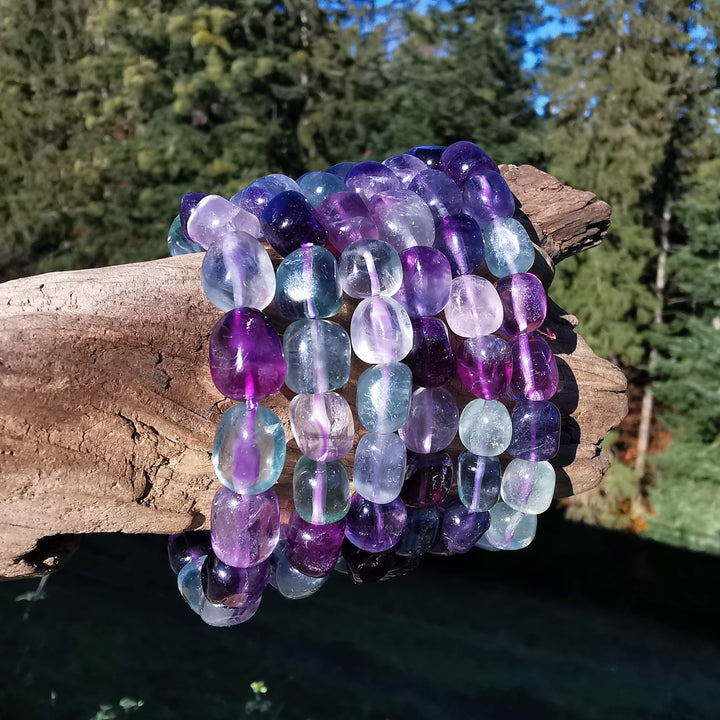 Edelstein Armband FOKUSSIERUNG Regenbogen Fluorit 10mm
