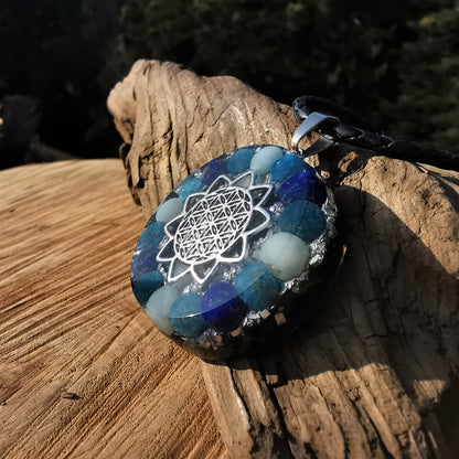 Orgone Anhänger STÄRKE, WAHRHEIT & INNERE RUHE special EMF Protection mit E-Link Lebensblume